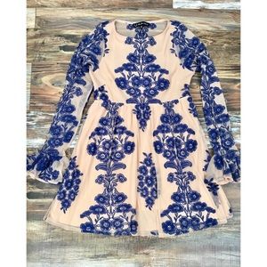 For Love and Lemons Temecula Mini Dress, Blue, M